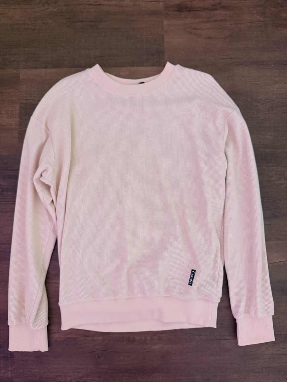 Comfrt Cream Waffle Knit Long Sleeve Lounge Top